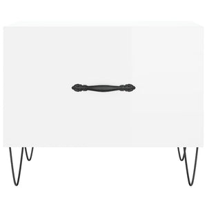 Tavolini Salotto 2pz Bianco Lucido 50x50x40cm Legno Multistrato