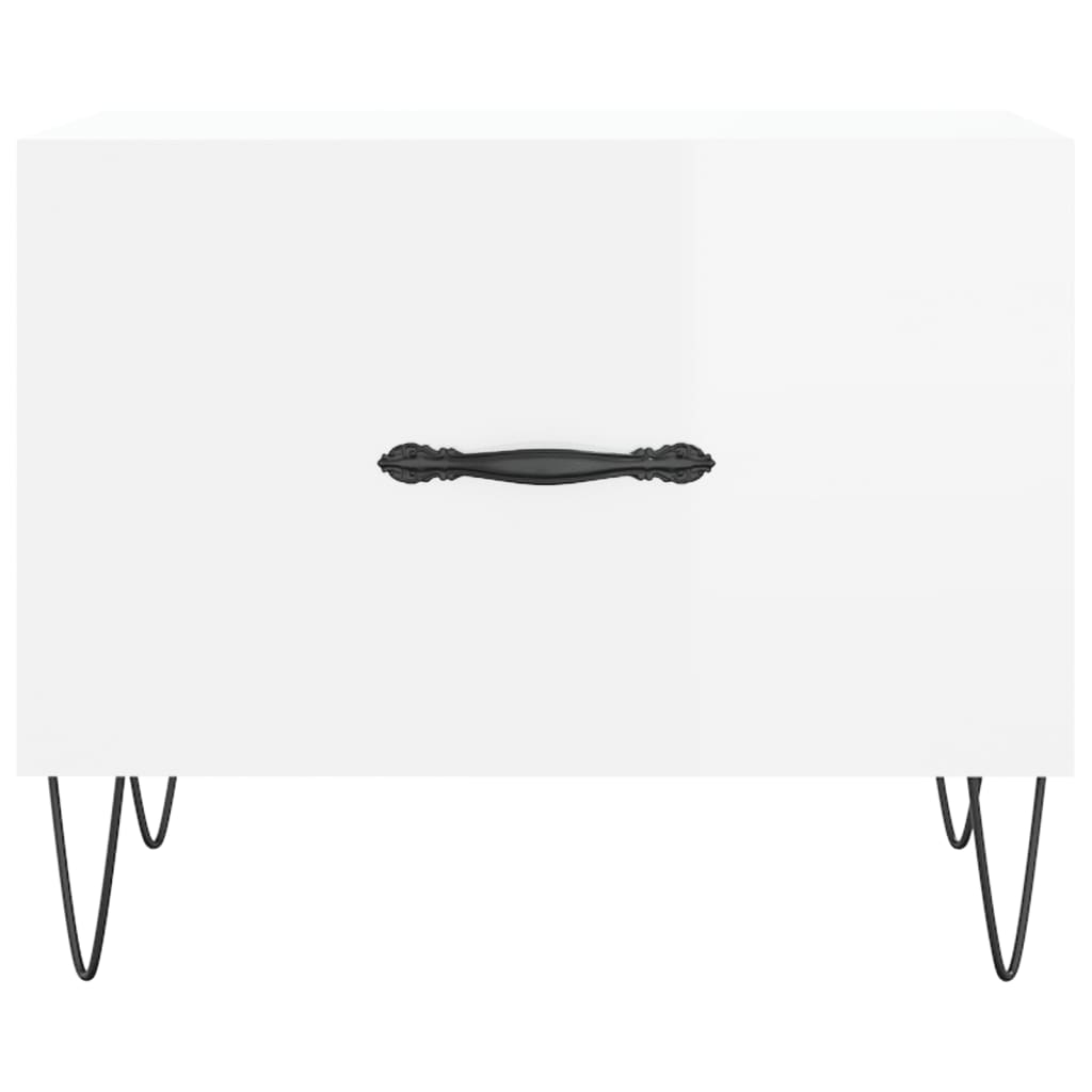 Tavolini Salotto 2pz Bianco Lucido 50x50x40cm Legno Multistrato 829385