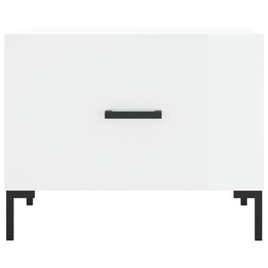 Tavolino da Salotto Bianco Lucido 50x50x40 cm Legno Multistrato 829400