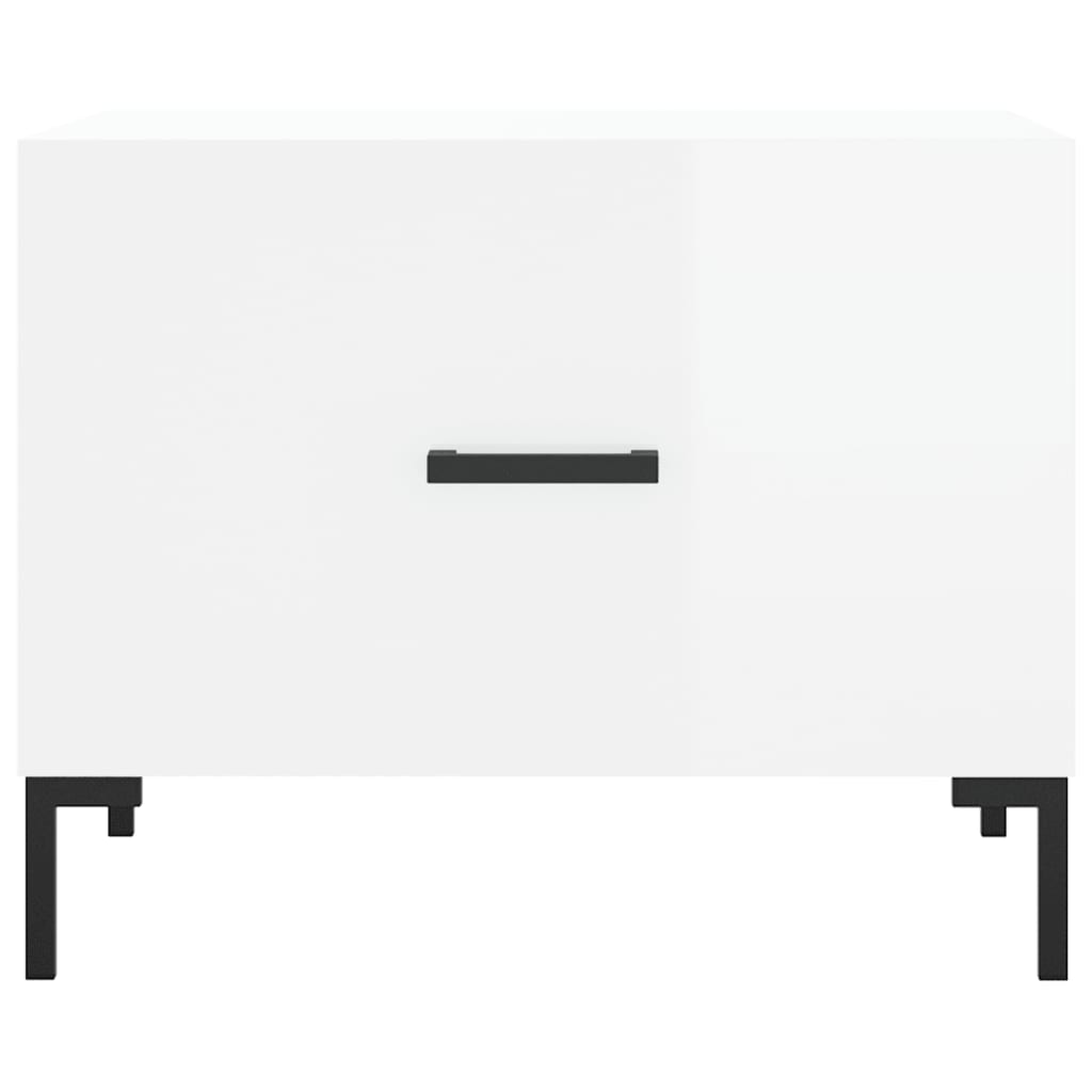 Tavolini Salotto 2pz Bianco Lucido 50x50x40cm Legno Multistrato