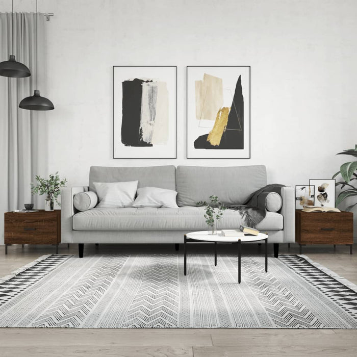 Tavolini Salotto 2 pz Rovere Marrone 50x50x40 Legno Multistrato 829411