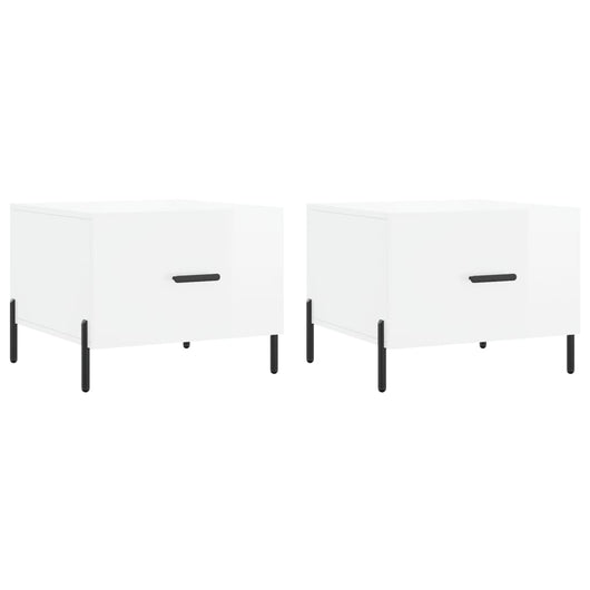 Tavolini Salotto 2pz Bianco Lucido 50x50x40cm Legno Multistrato 829417