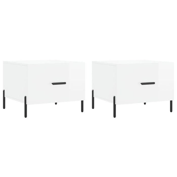 Tavolini Salotto 2pz Bianco Lucido 50x50x40cm Legno Multistrato