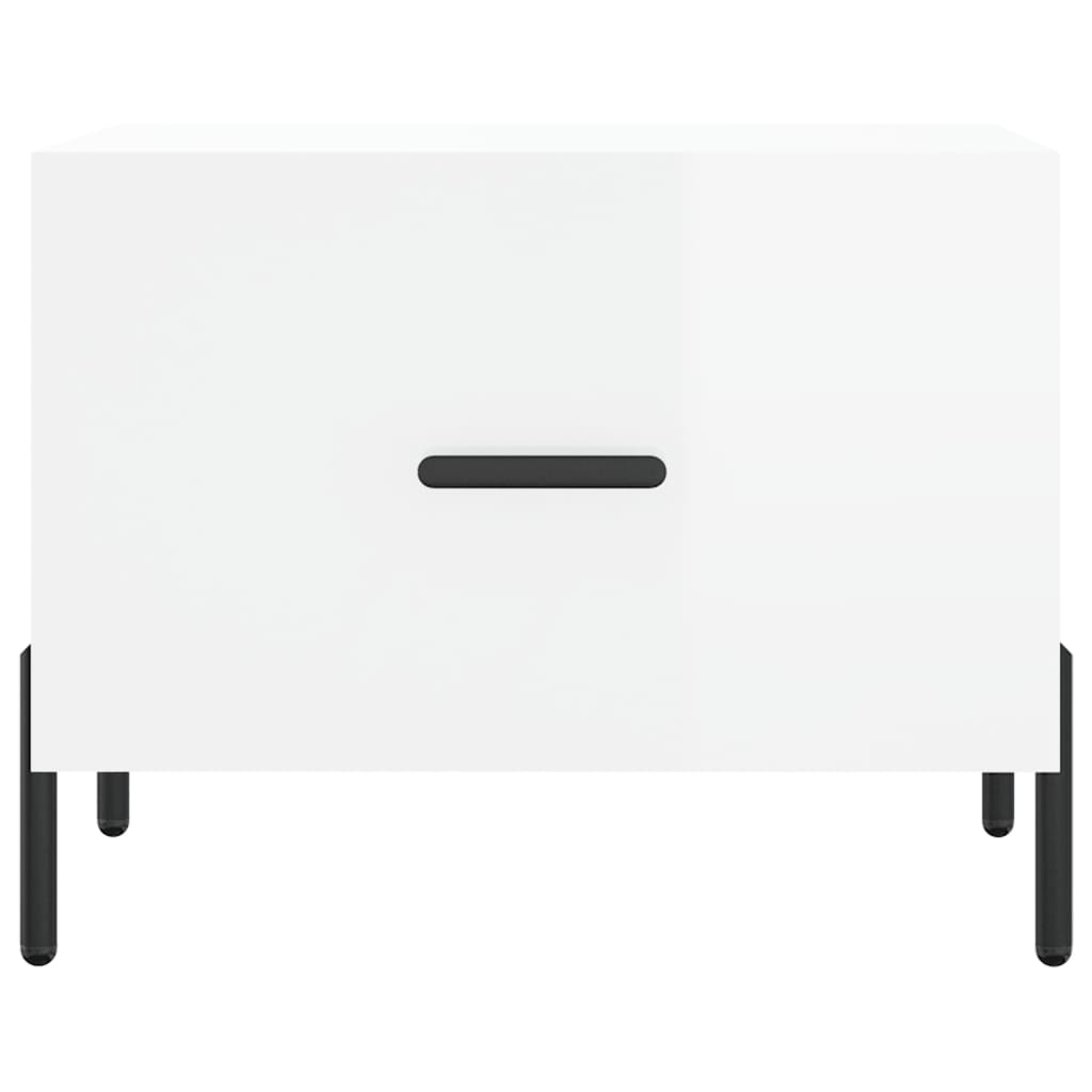 Tavolini Salotto 2pz Bianco Lucido 50x50x40cm Legno Multistrato