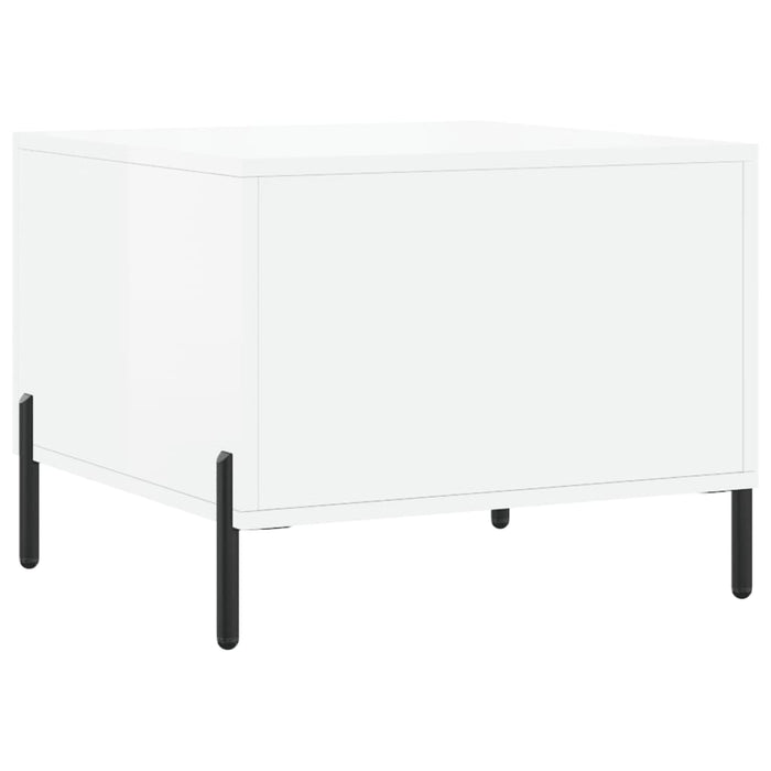 Tavolini Salotto 2pz Bianco Lucido 50x50x40cm Legno Multistrato