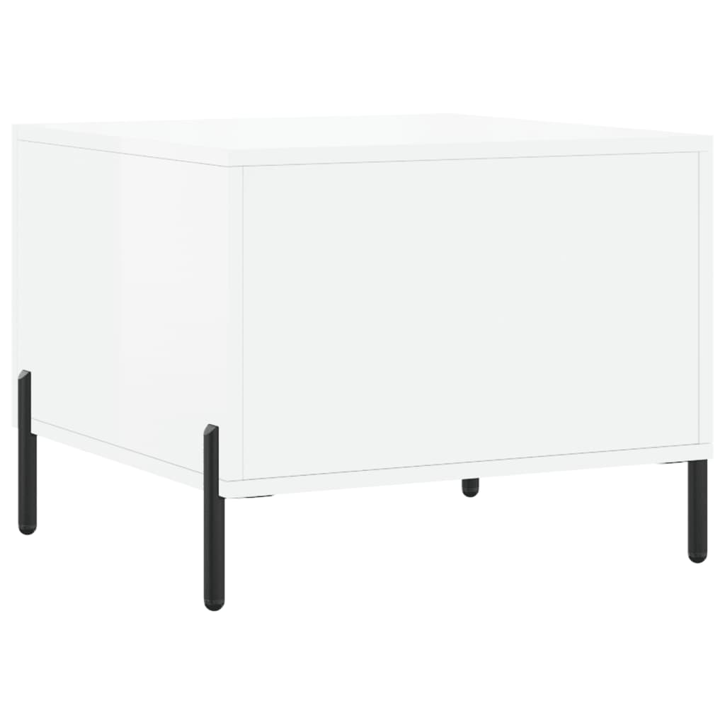 Tavolini Salotto 2pz Bianco Lucido 50x50x40cm Legno Multistrato 829417