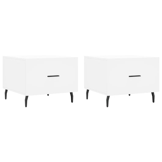 Tavolini da Salotto 2 pz Bianchi 50x50x40 cm Legno Multistrato