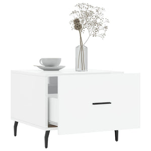 Tavolino da Salotto Bianco Lucido 50x50x40 cm Legno Multistrato 829432