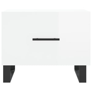 Tavolini Salotto 2pz Bianco Lucido 50x50x40cm Legno Multistrato 829449