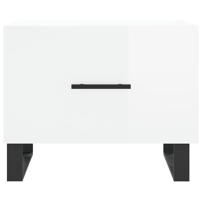 Tavolini Salotto 2pz Bianco Lucido 50x50x40cm Legno Multistrato 829449