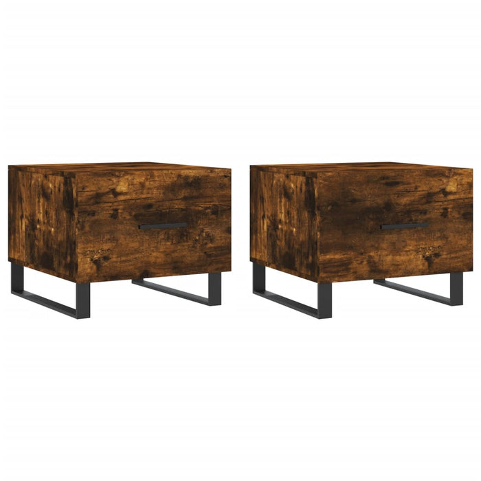 Tavolini Salotto 2 pz Rovere Fumo 50x50x40cm Legno Multistrato