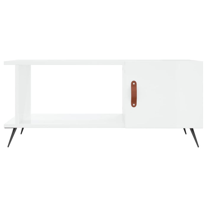 Tavolino da Salotto Bianco Lucido 90x50x40 cm Legno Multistrato 829462
