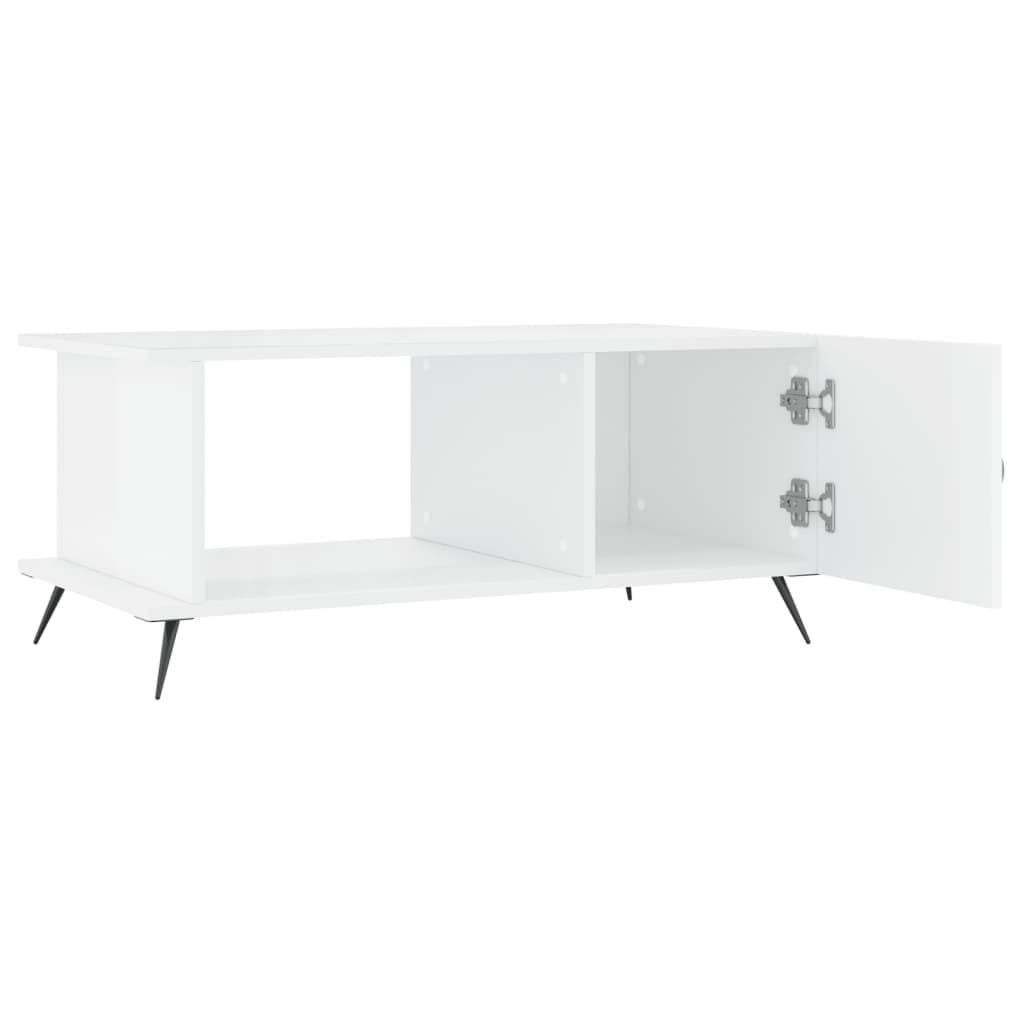 Tavolino da Salotto Bianco Lucido 90x50x40 cm Legno Multistrato 829462