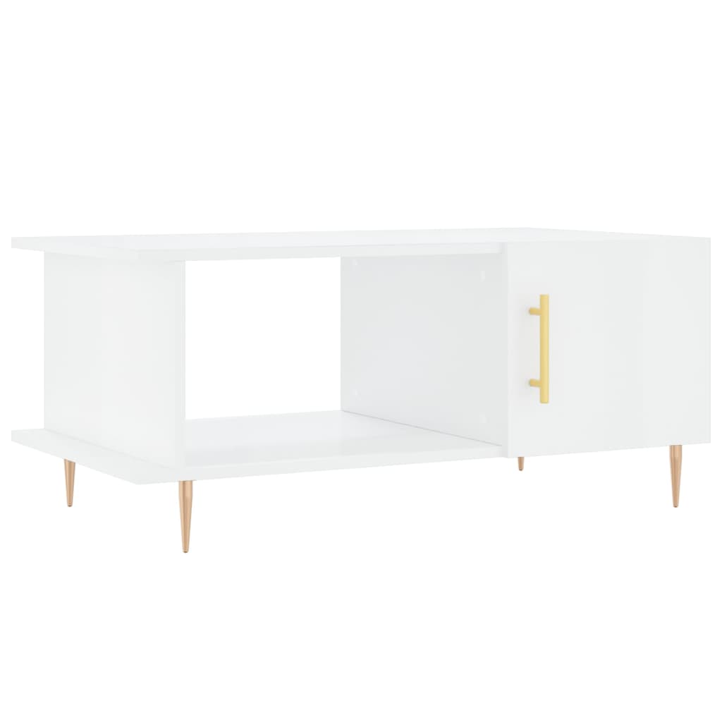 Tavolino da Salotto Bianco Lucido 90x50x40 cm Legno Multistrato 829478