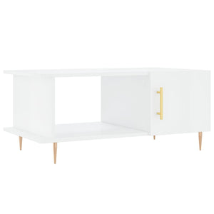 Tavolino da Salotto Bianco Lucido 90x50x40 cm Legno Multistrato 829478