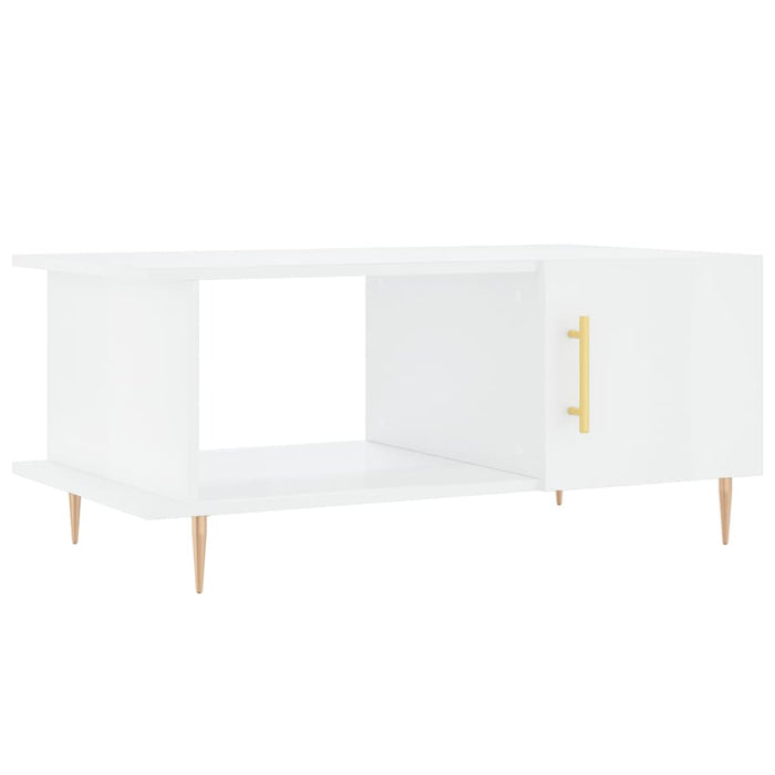 Tavolino da Salotto Bianco Lucido 90x50x40 cm Legno Multistrato 829478