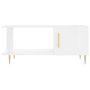 Tavolino da Salotto Bianco Lucido 90x50x40 cm Legno Multistrato 829478