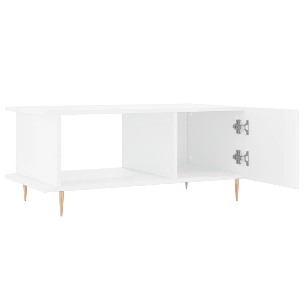 Tavolino da Salotto Bianco Lucido 90x50x40 cm Legno Multistrato 829478