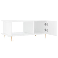 Tavolino da Salotto Bianco Lucido 90x50x40 cm Legno Multistrato 829478