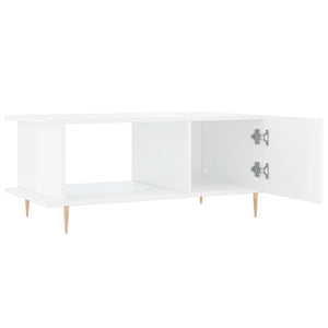Tavolino da Salotto Bianco Lucido 90x50x40 cm Legno Multistrato 829478