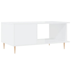 Tavolino da Salotto Bianco Lucido 90x50x40 cm Legno Multistrato 829478