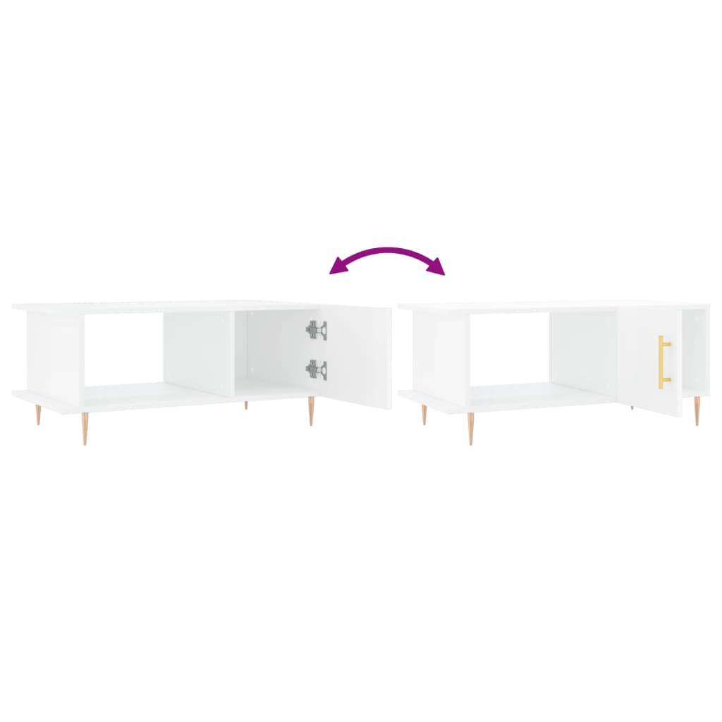 Tavolino da Salotto Bianco Lucido 90x50x40 cm Legno Multistrato 829478