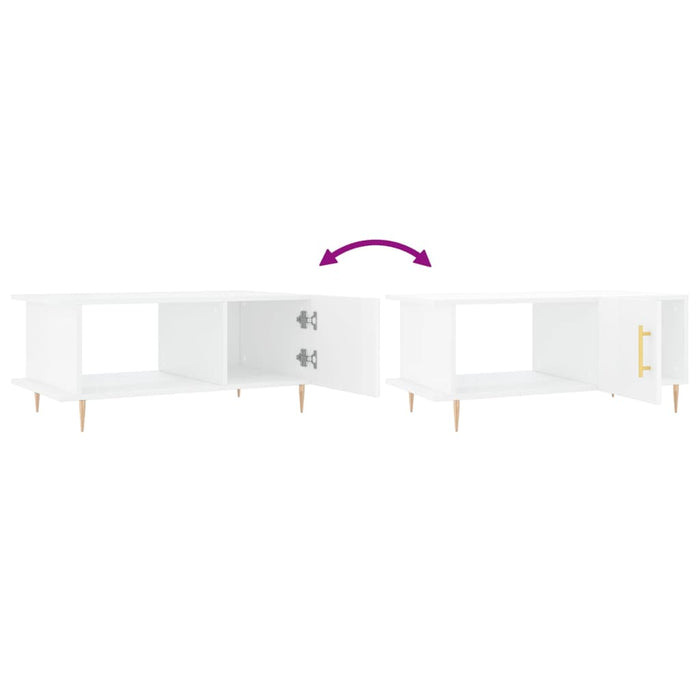 Tavolino da Salotto Bianco Lucido 90x50x40 cm Legno Multistrato 829478