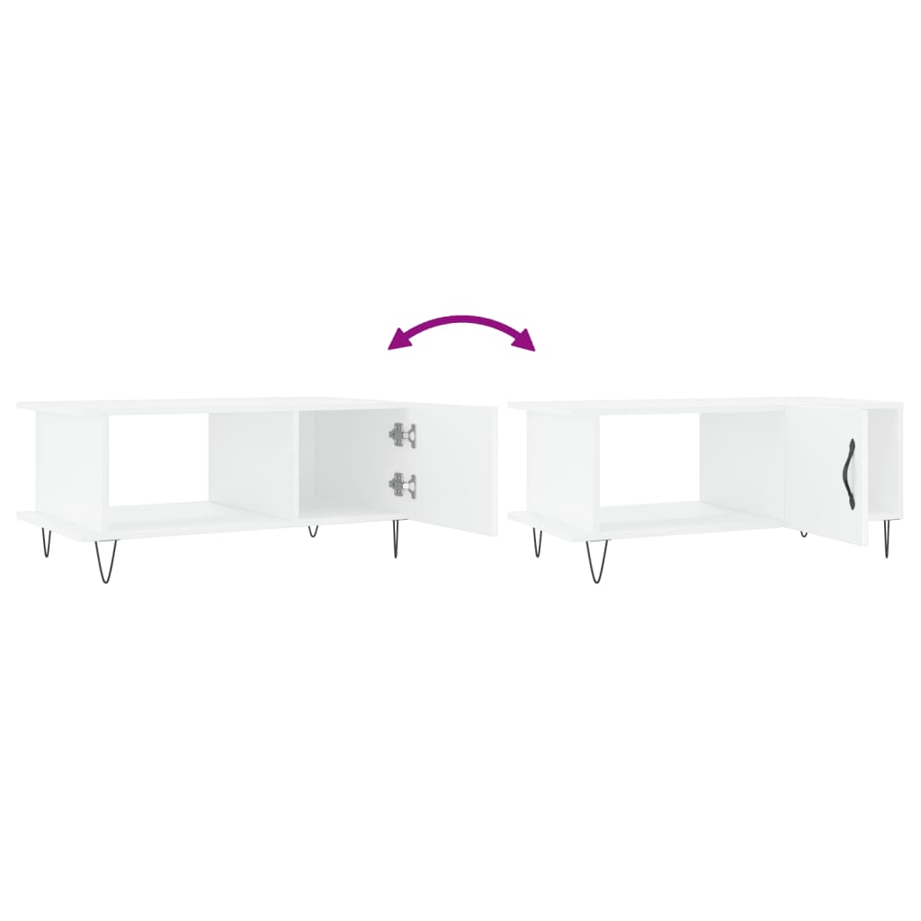 Tavolino da Salotto Bianco 90x50x40 cm in Legno Multistrato 829484