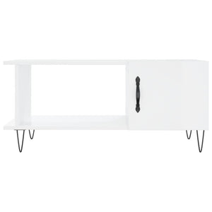 Tavolino da Salotto Bianco Lucido 90x50x40 cm Legno Multistrato 829486