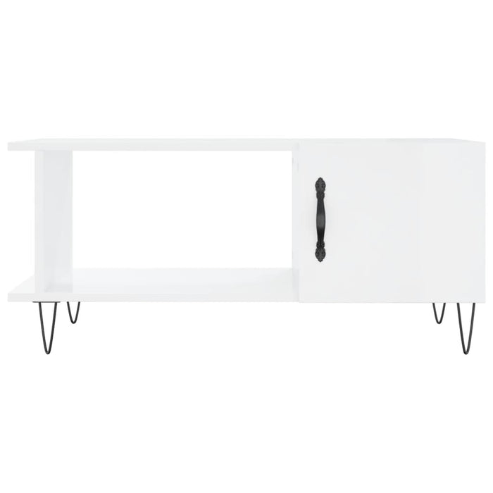 Tavolino da Salotto Bianco Lucido 90x50x40 cm Legno Multistrato 829486