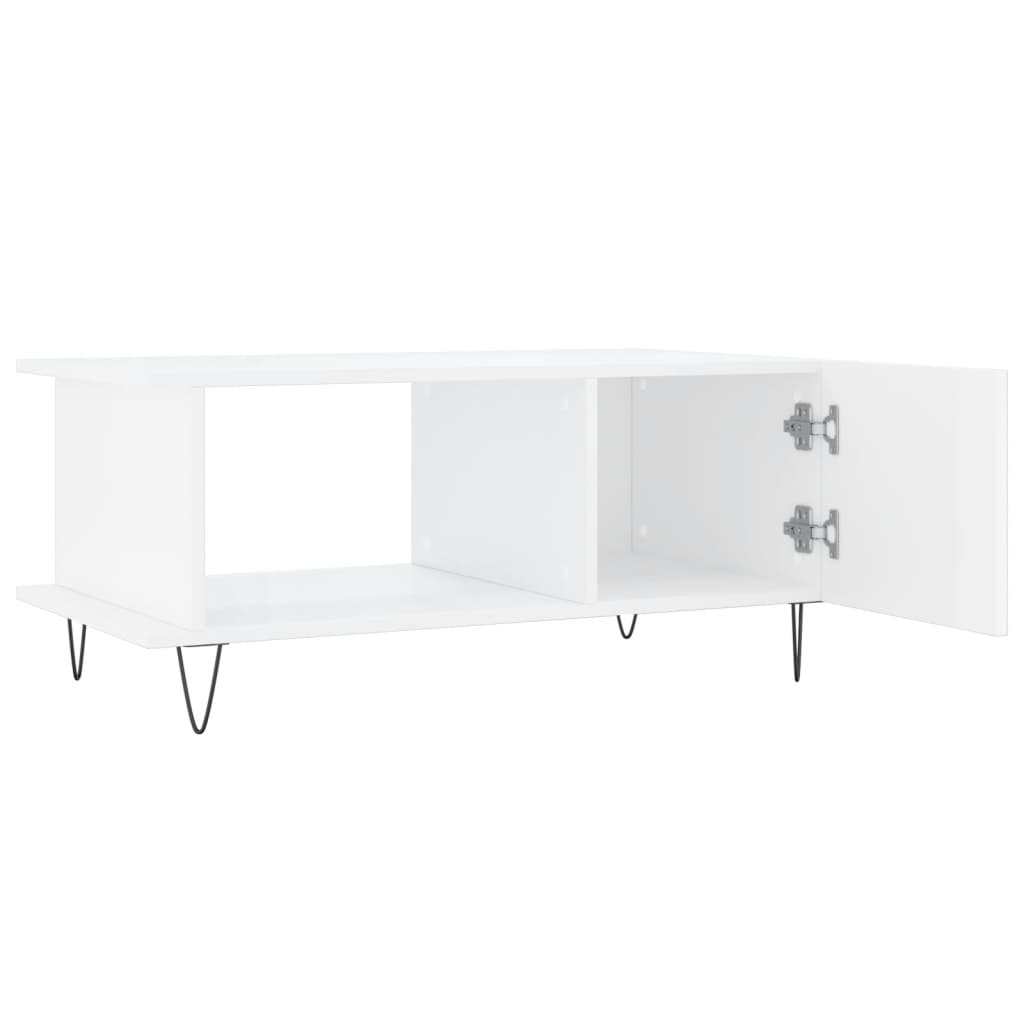 Tavolino da Salotto Bianco Lucido 90x50x40 cm Legno Multistrato 829486