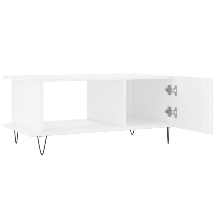 Tavolino da Salotto Bianco Lucido 90x50x40 cm Legno Multistrato 829486