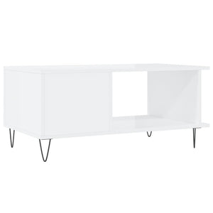 Tavolino da Salotto Bianco Lucido 90x50x40 cm Legno Multistrato 829486