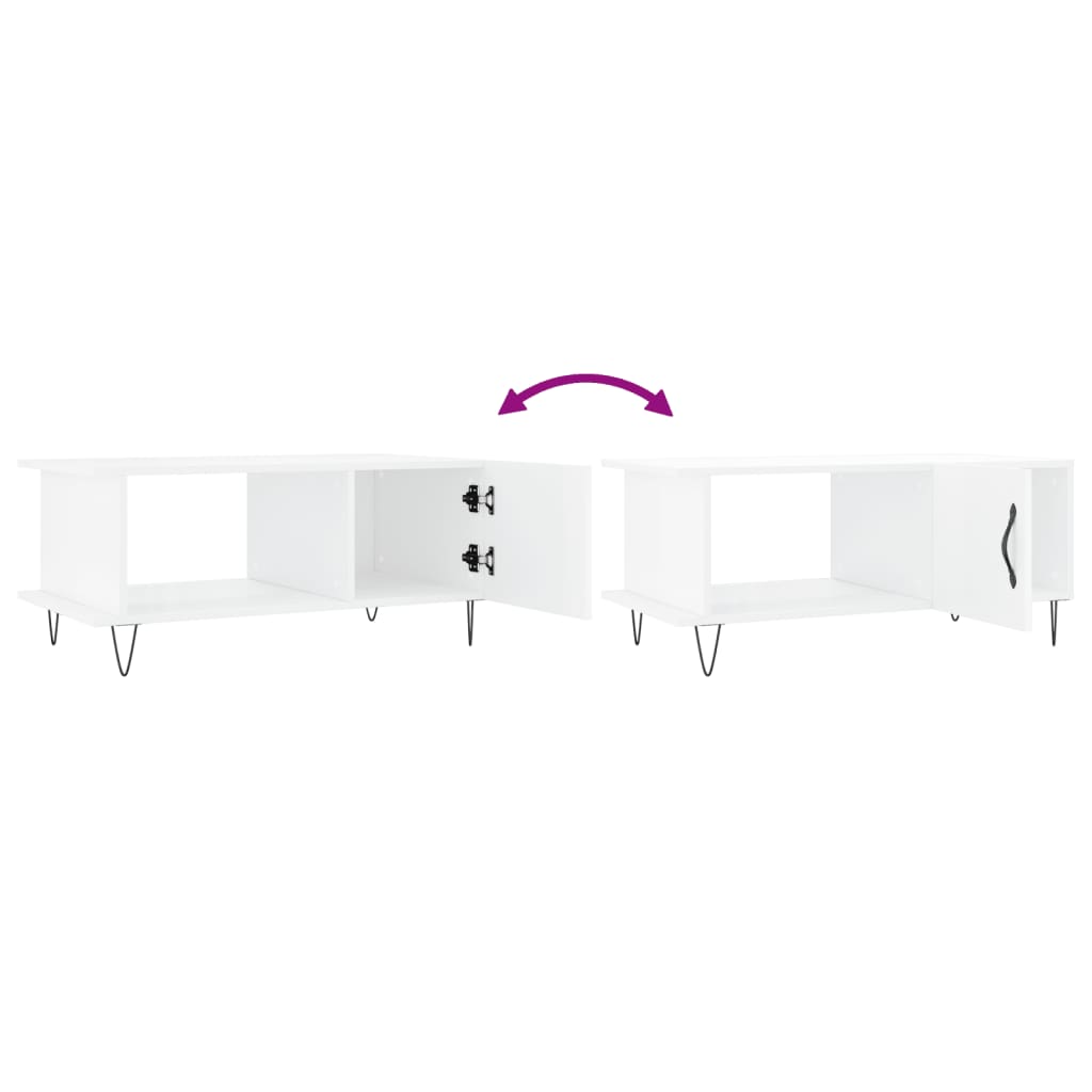 Tavolino da Salotto Bianco Lucido 90x50x40 cm Legno Multistrato 829486