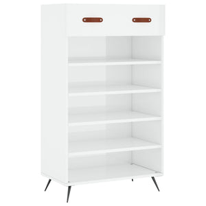 Scarpiera Bianco Lucido 60x35x105 cm in Legno Multistrato 829582