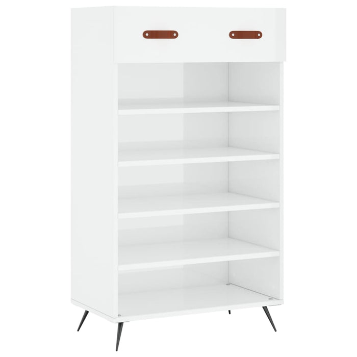 Scarpiera Bianco Lucido 60x35x105 cm in Legno Multistrato 829582