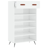 Scarpiera Bianco Lucido 60x35x105 cm in Legno Multistrato 829582