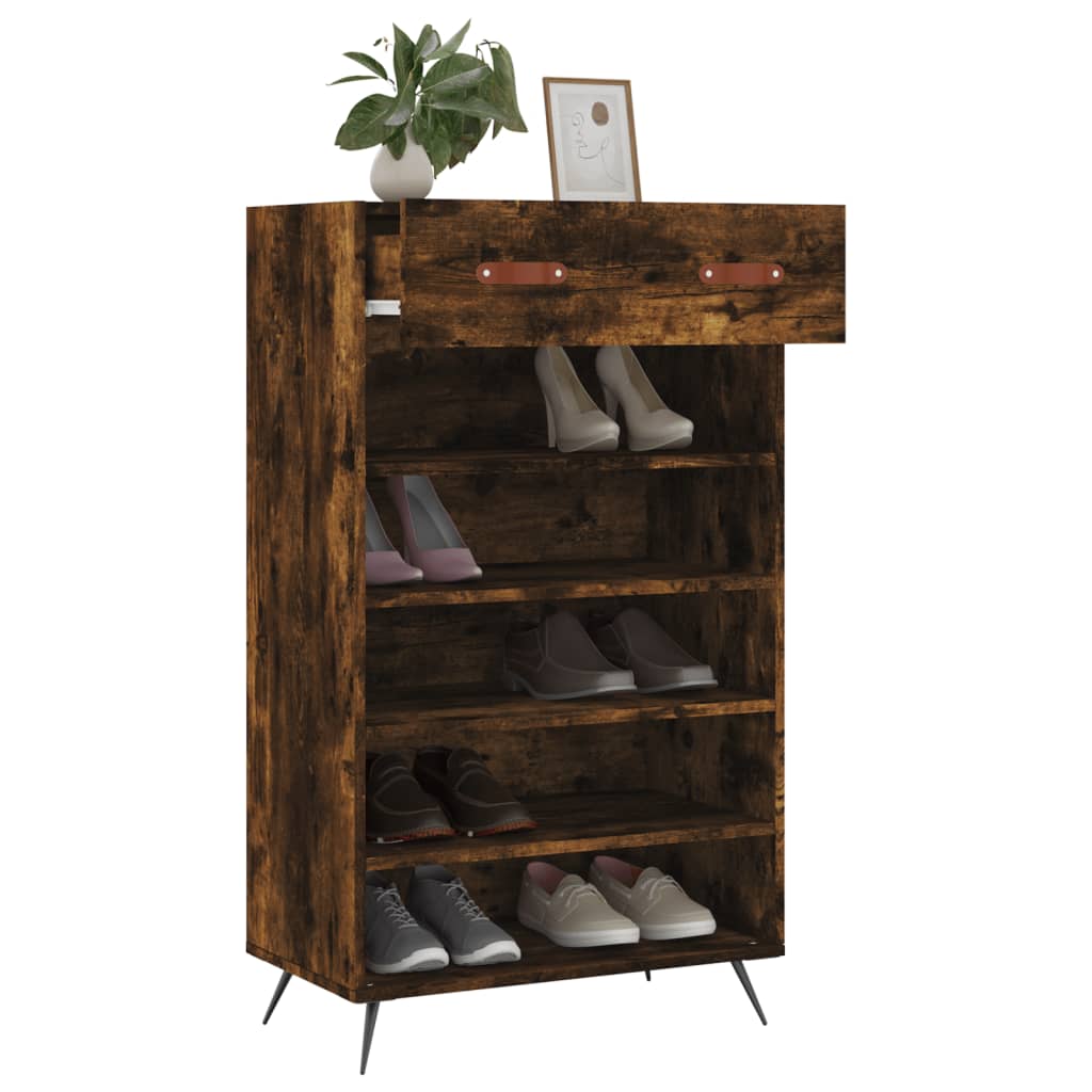 Scarpiera Rovere Fumo 60x35x105 cm in Legno Multistrato 829585