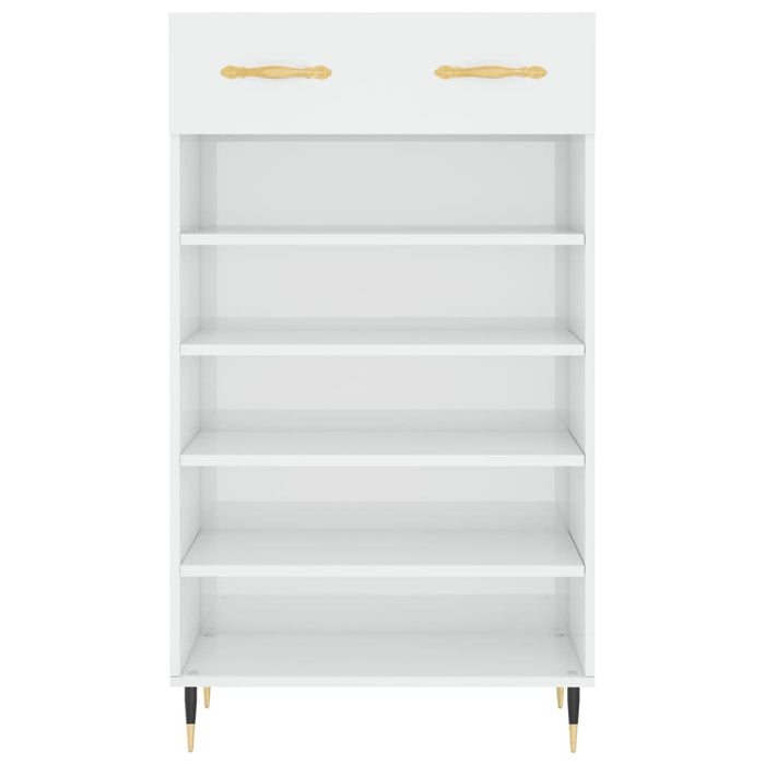 Scarpiera Bianco Lucido 60x35x105 cm in Legno Multistrato 829590