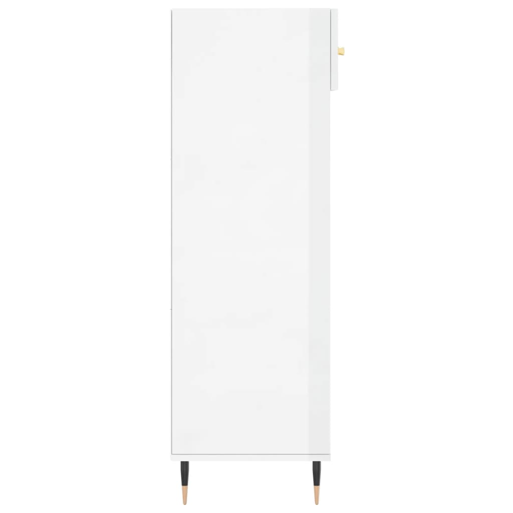 Scarpiera Bianco Lucido 60x35x105 cm in Legno Multistrato 829590
