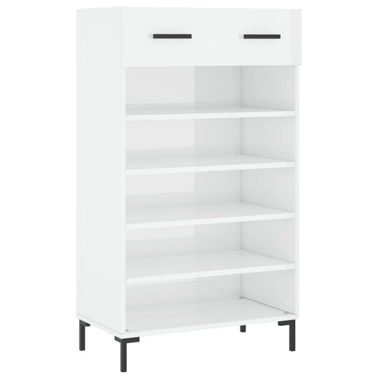 Scarpiera Bianco Lucido 60x35x105 cm in Legno Multistrato