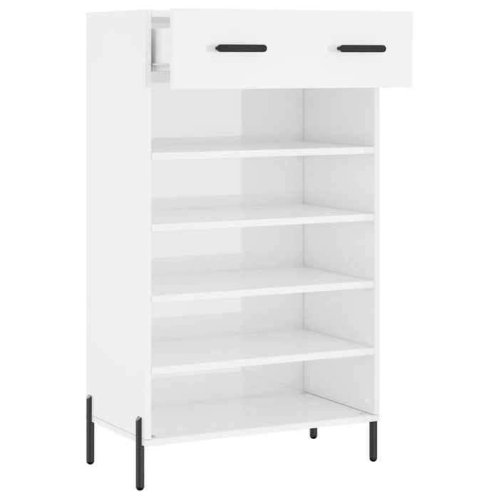Scarpiera Bianco Lucido 60x35x105 cm in Legno Multistrato 829622