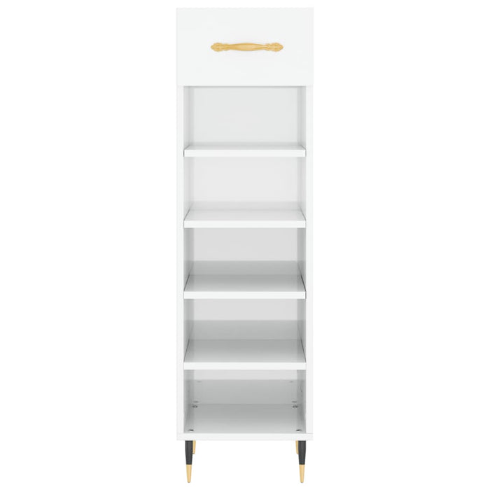 Scarpiera Bianco Lucido 30x35x105 cm in Legno Multistrato 829654