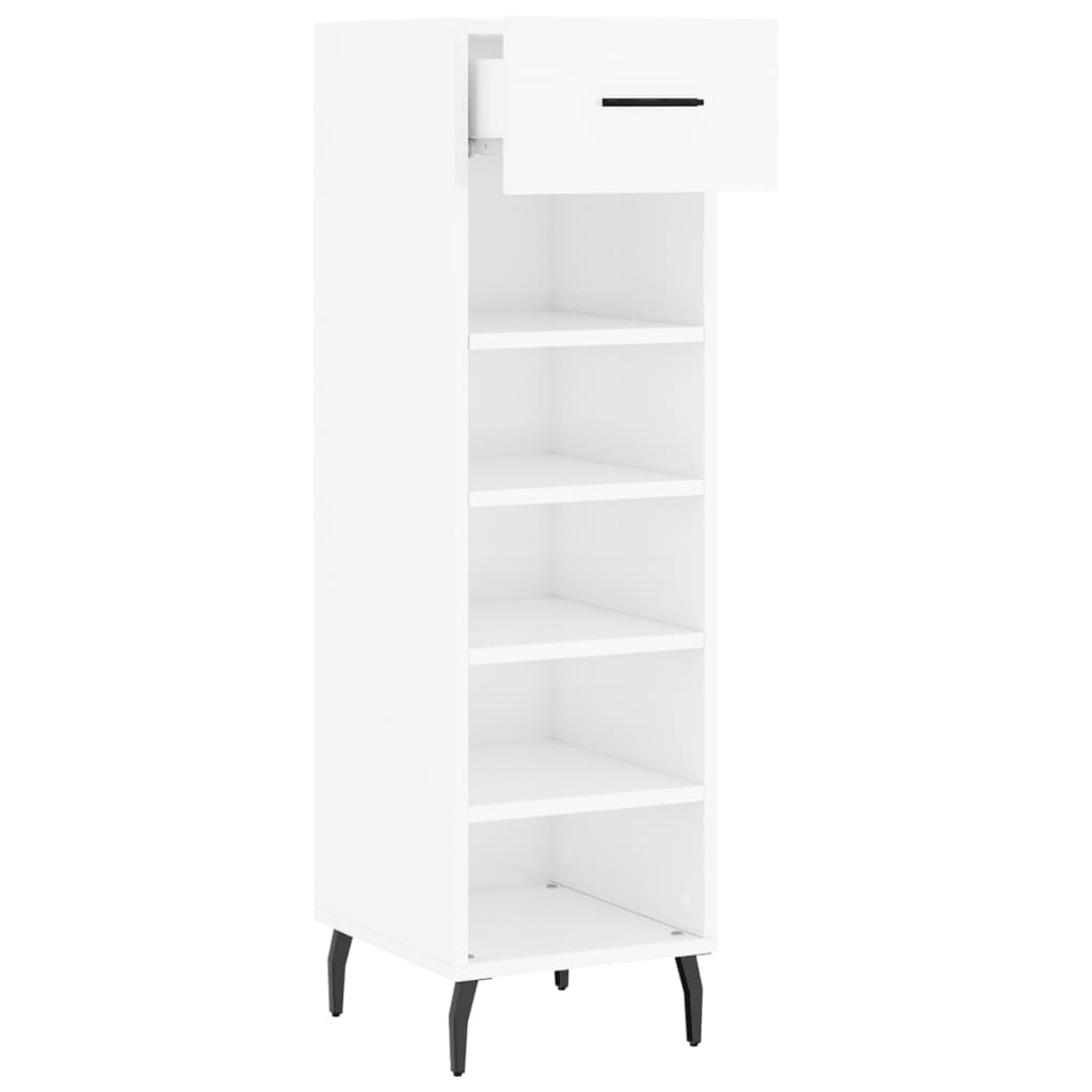 Scarpiera Bianco Lucido 30x35x105 cm in Legno Multistrato 829694