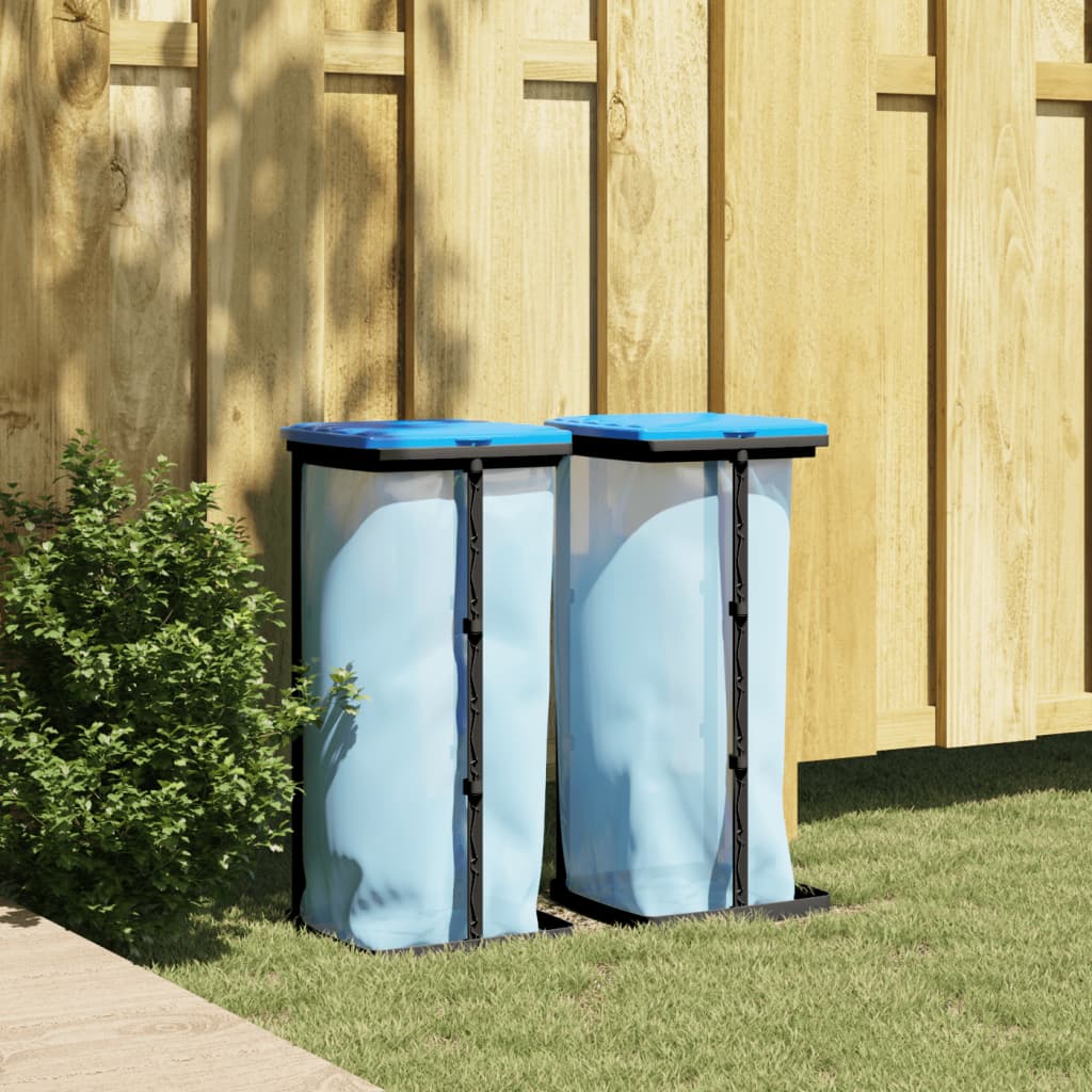 Porta Sacchi Spazzatura 2 pz Nero e Blu 60 L in PP 154979