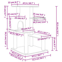 Albero per Gatti con Tiragraffi in Sisal Grigio Scuro 82,5 cm 172387