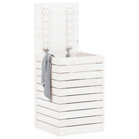 Cesto per Bucato Bianco 44x44x66 cm Legno Massello Pino 832318