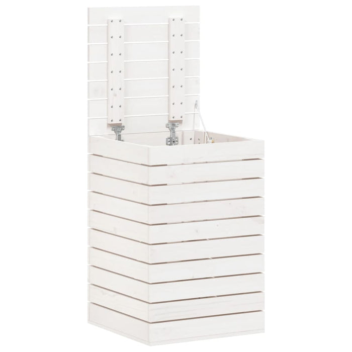 Cesto per Bucato Bianco 44x44x66 cm Legno Massello Pino 832318