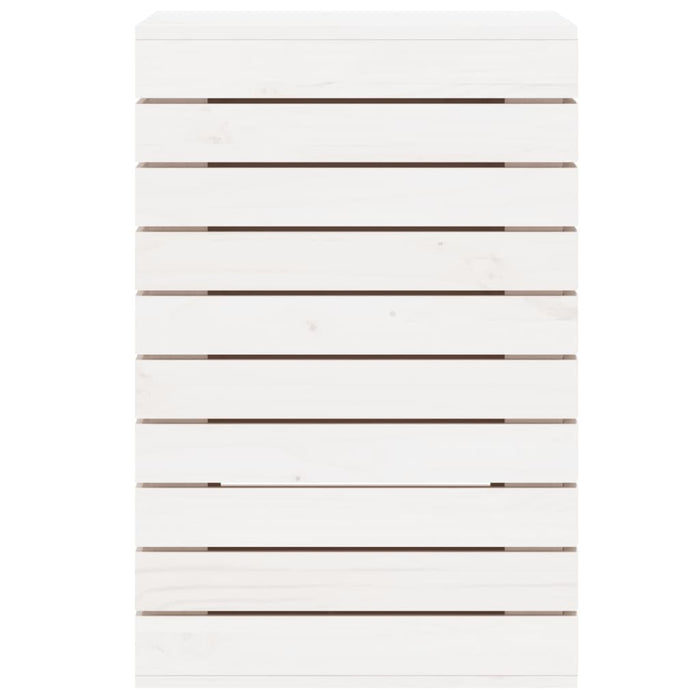 Cesto per Bucato Bianco 44x44x66 cm Legno Massello Pino 832318