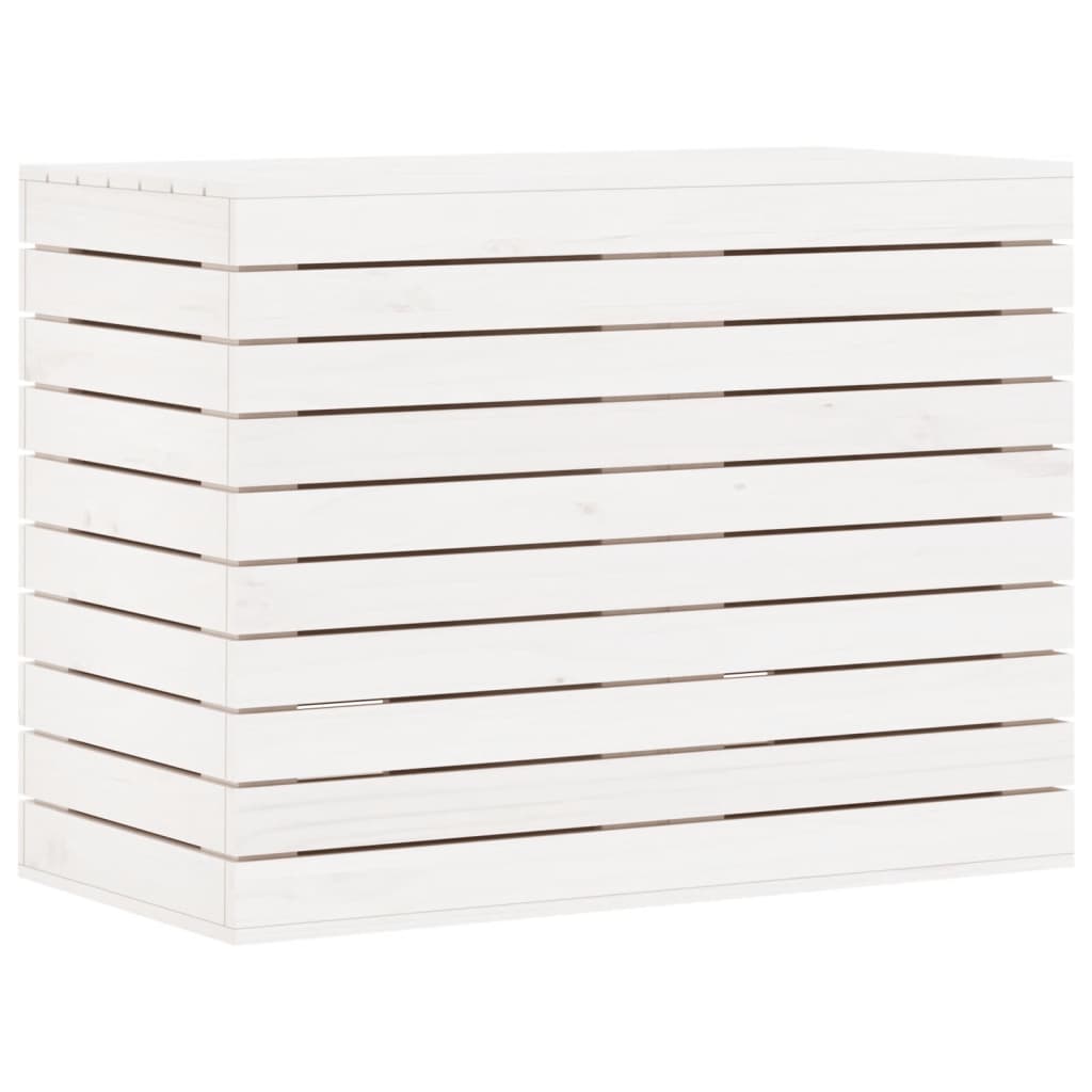 Cesto per Bucato Bianco 88,5x44x66 cm Legno Massello Pino